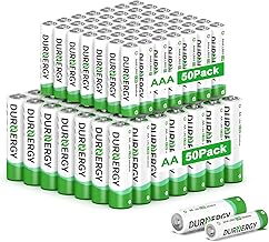 DURNERGY AA and AAA Batteries Combo Pack, 100 Count 50 AA and 50 AAA, Alkaline 1.5V Batteries, 10 Year Shelf Life, for Remote Controls, Toys, Flashlights, Clocks, Compatible with A76, LR6, LR03
