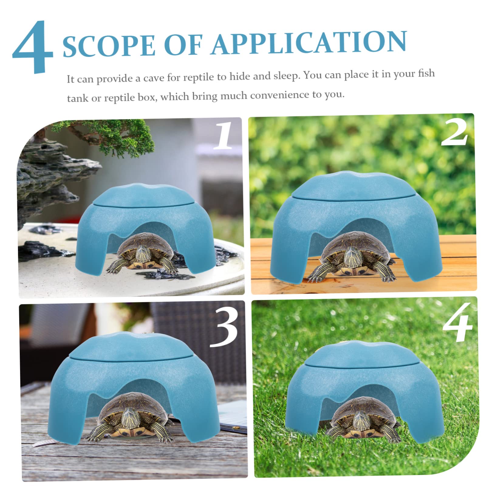 Cueva Escondite para Reptiles y Tortugas con Comederos Azul