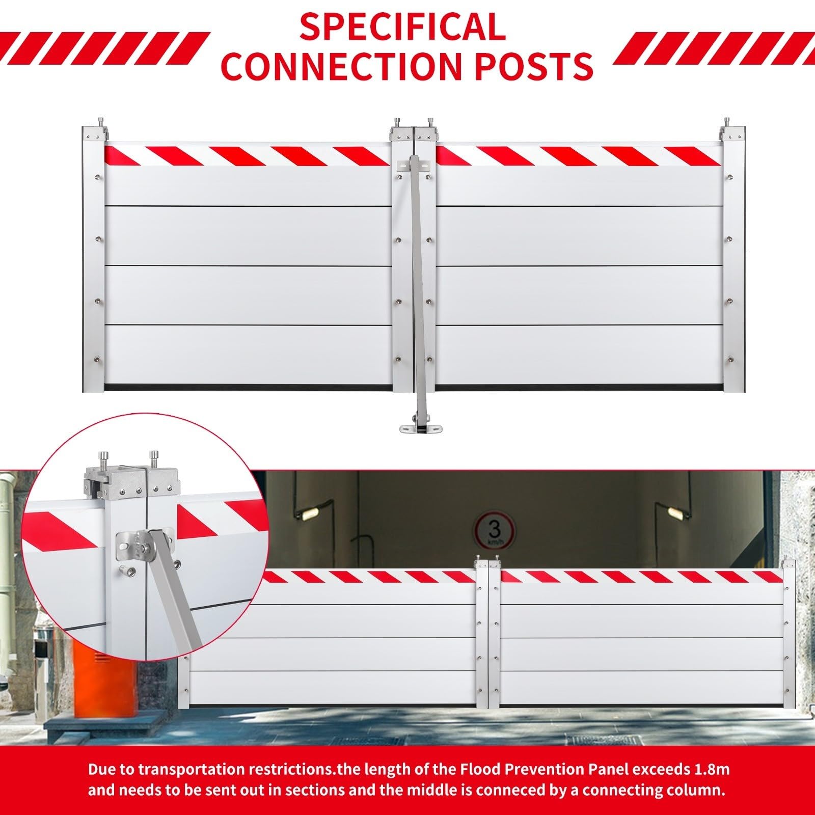 Barrera Anti Inundaciones Casera L 180CM H 20CM Barrera De AleacióN De Aluminio De Defensa Contra Inundaciones En Puertas,Deflector ProteccióN Contra Inundaciones