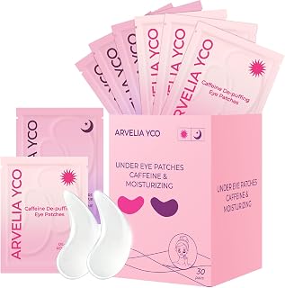Under Eye Patches for Dark Circles and Puffy Eyes - 30 Pairs Day and Night Eye Mask with Caffeine and Collagen - Individually Wrapped Gel Eye Patches for Wrinkles and Eye Bags