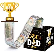 Fathers Day Money Box for Cash Pull, Surprise Money Holer with 50Pcs Transparent Bags, A Funny Way to Give Cash as Grandpa Dad Gifts from Daughter Son Wife