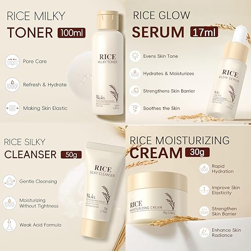 Miniatura 2 de Set de cuidado de la piel de arroz para adolescentes, regalos de cumpleaños, cuidado de la piel para adolescentes de 10 a 12 años, kit de rutina