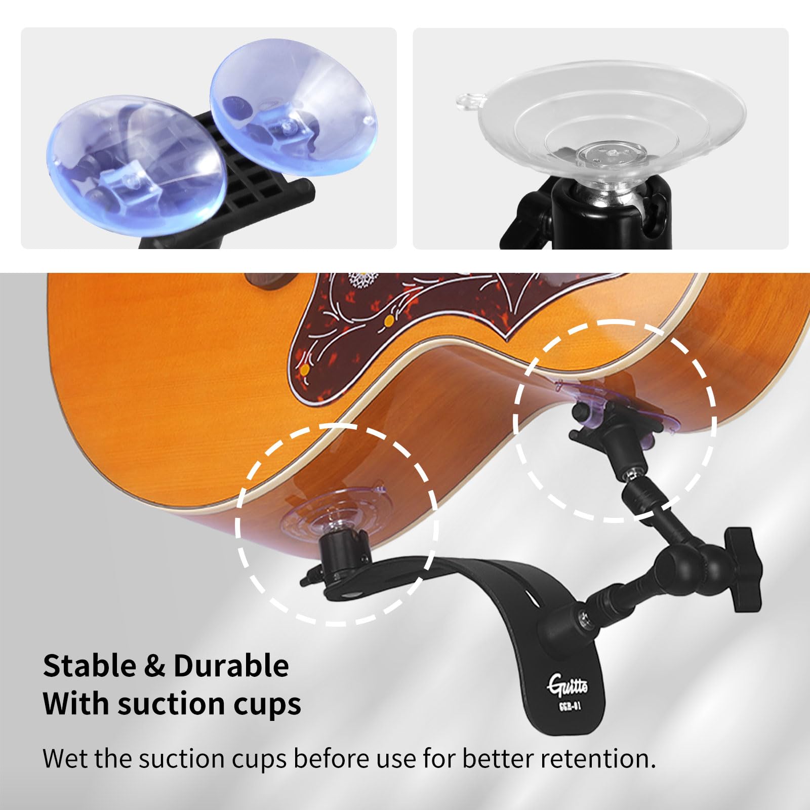 GUITTO Guitar Balance Support - Classical Guitar Support Foot Stool, Ergonomic Design, Quick Adjustment (Lock) Angle, Suitable for Classical and Acoustic Guitars with Painted Material GGR-01