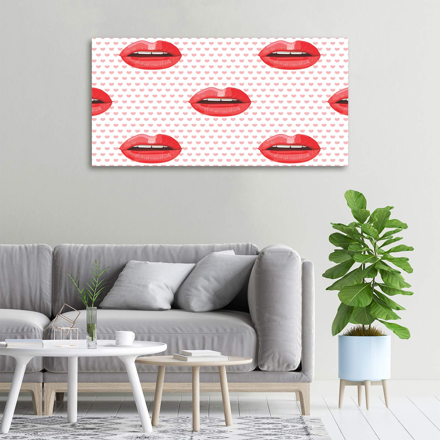 Tulup Impression sur verre100x50 cm Image Tableau Photo décorative panoramique pour la Cuisine et Le Salon - Divers - Lèvres Rouges - Rouge