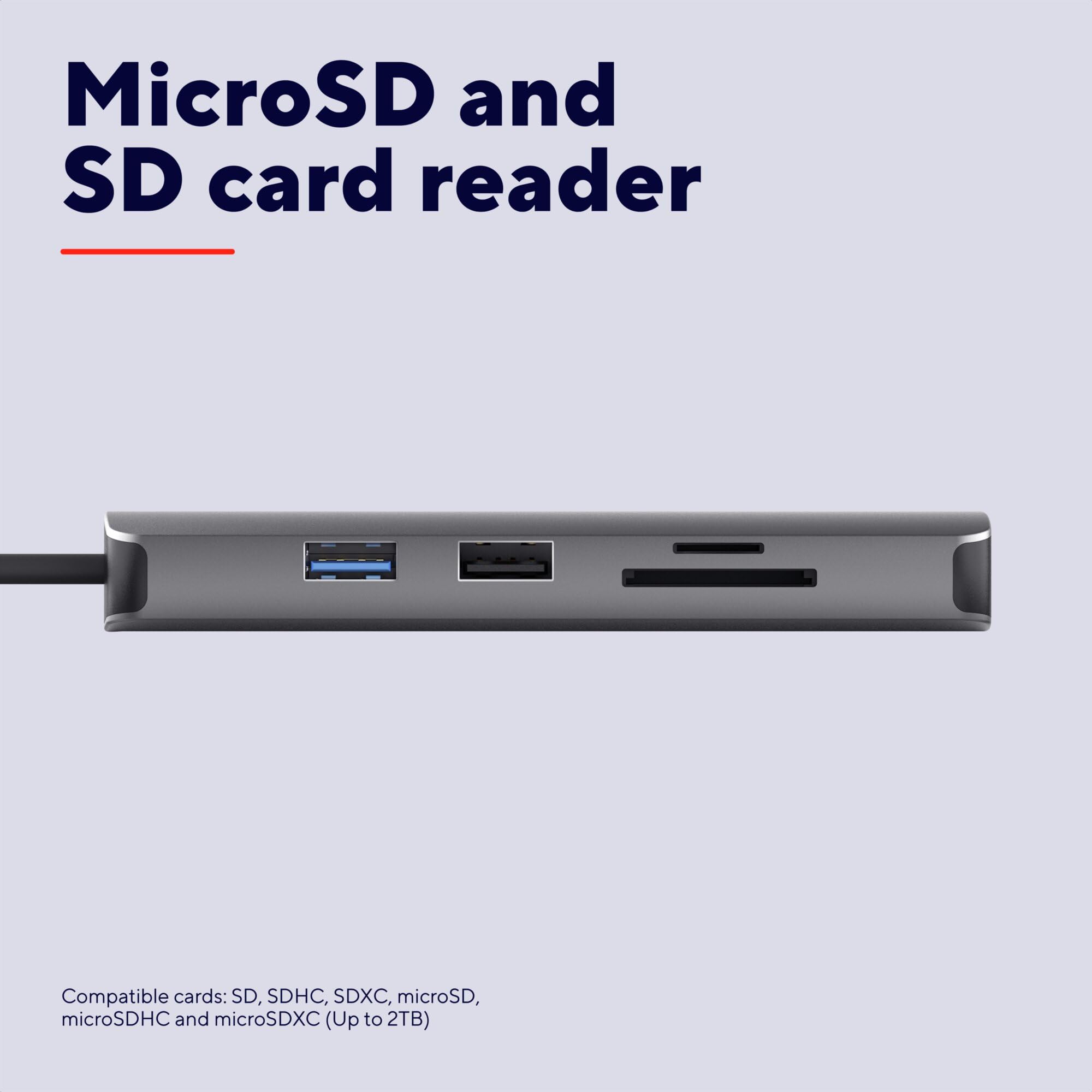 Trust Vylor Hub USB-C 8-w-1 z portami HDMI 4k60Hz, Gigabit Ethernet | czytnik kart MicroSD/SD, USB-A, port ładowania 100W, kompaktowy adapter do PC Laptopa Dell HP Asus MacBook
