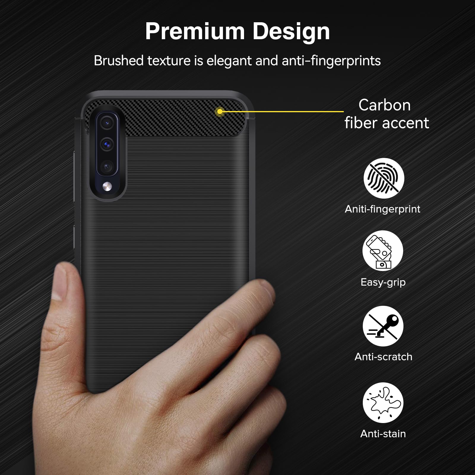 iVoler Cover per Samsung Galaxy A50 / A30S, [Protezione Antiurto di Grado Militare] Custodia Sottile Morbida in Silicone TPU Anti-Impronte Anti-Graffio Protettiva Case, Nero