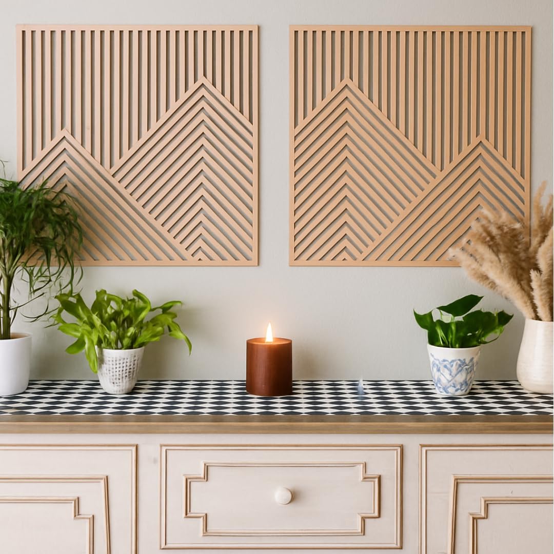 SKYVILLA Wooden Extra Large Wall Panels for Wall Decor | Laser Cut Wooden Wall Hanging for Interior Decoration | Wall Art for Living Room Bedroom and Office Decoration | Modern Home Decor Accent-image-13