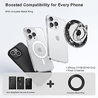 Vista 2 de Soporte magnético de anillo de teléfono para MagSafe, [rotación flexible de 360°], soporte de agarre magnético para anillo de dedo, apto para iPhone