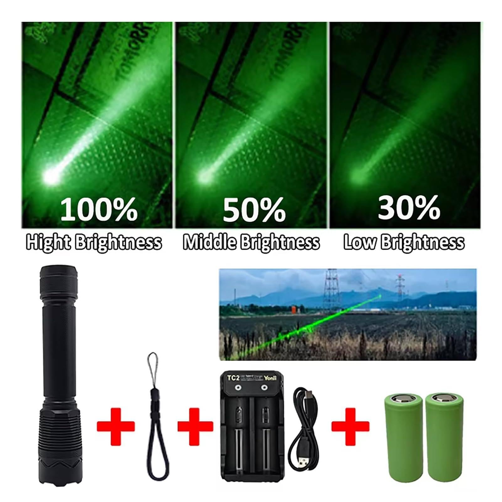 Dispositivo Repelente De Aves De 1 W con Luz Verde, Disuasor Portátil De Mano, 5 Modos, Alcance 1000 M, Recargable, para Agricultura, Aviación, Exploración