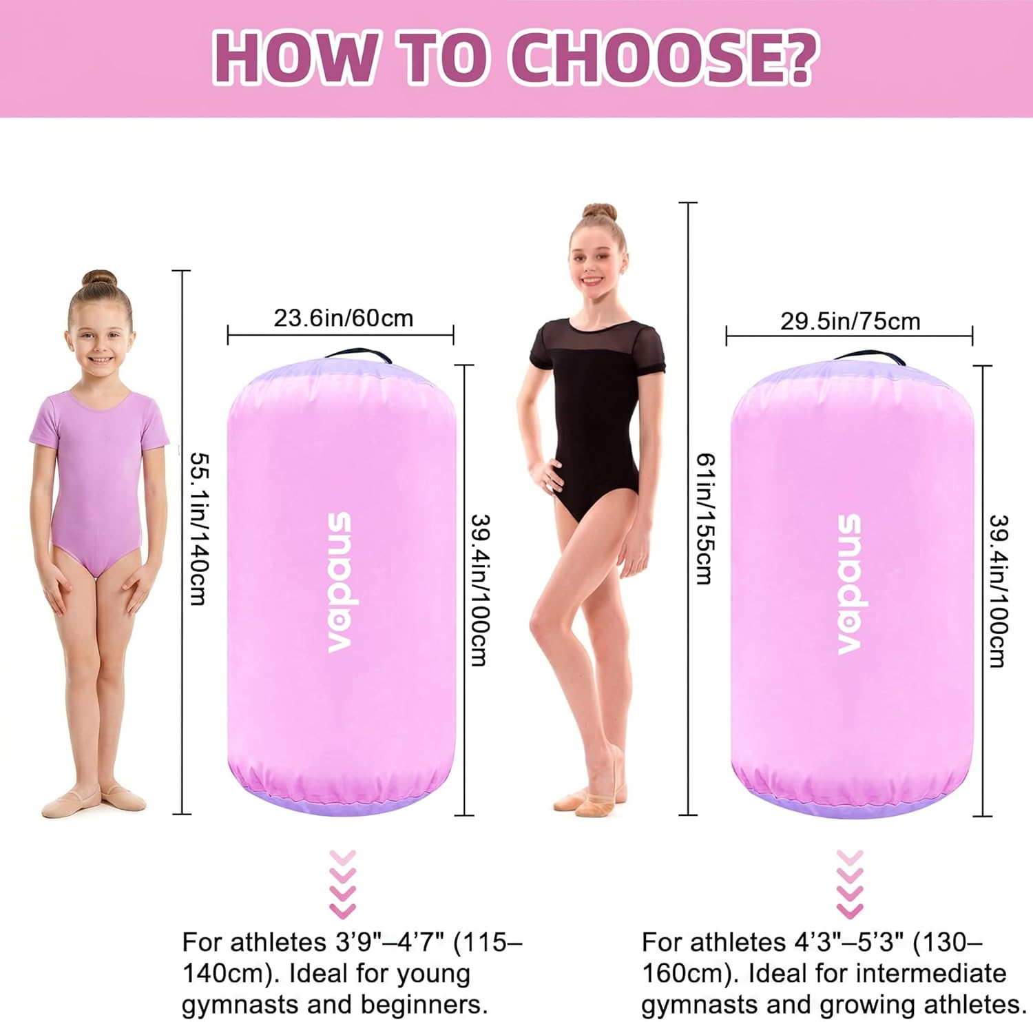 Vapaus Gymnastics Air Barrel Inflatable Tumbling Roller Mat Back Handspring Trainer Air Roller Tumbler Octagon Barrel Gymnastics Equipment for Tumble Track Cheerleading Yoga Training Durable AntiSlip Double Seal Without Pump