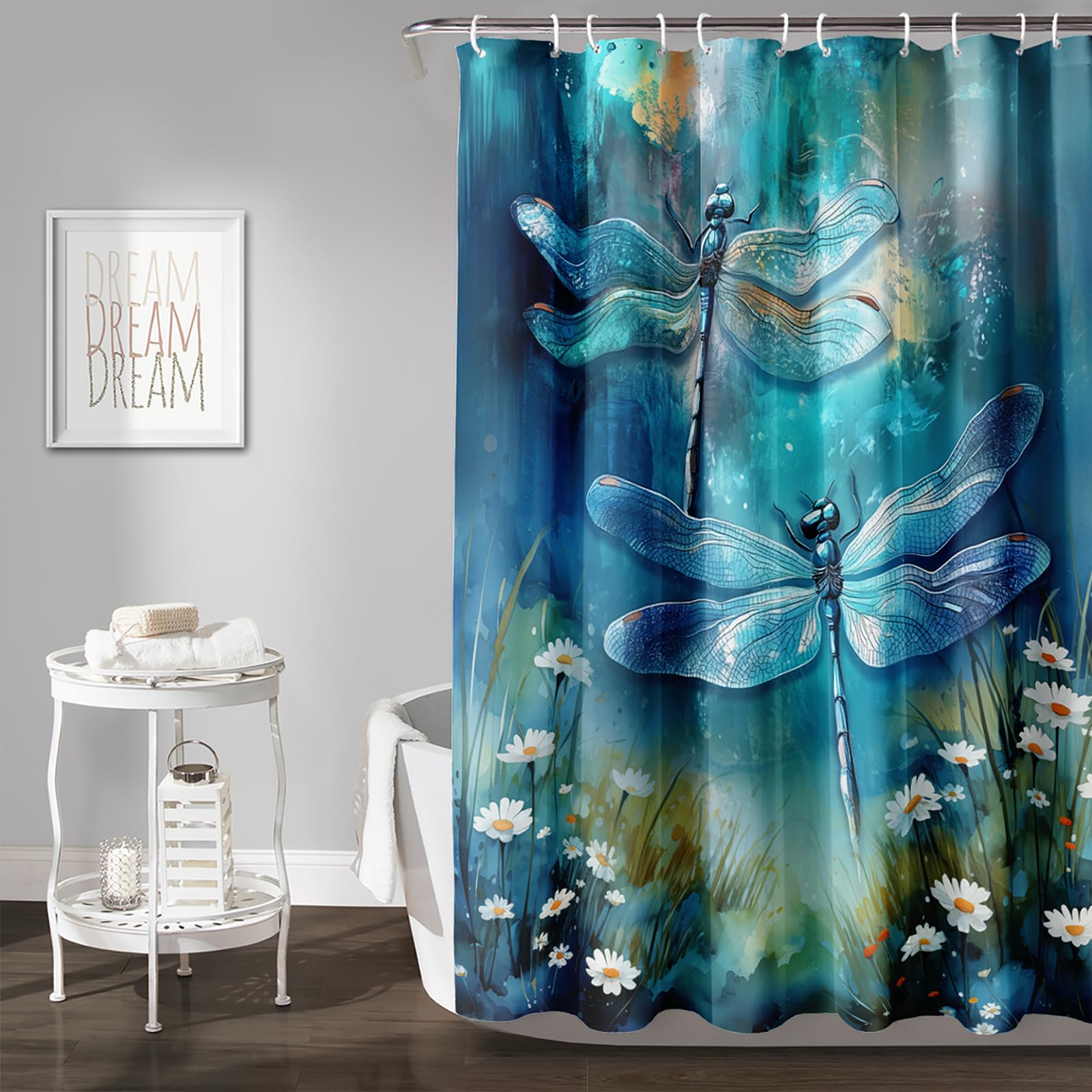AILONEN Blue Dragonfly Shower Curtain 72