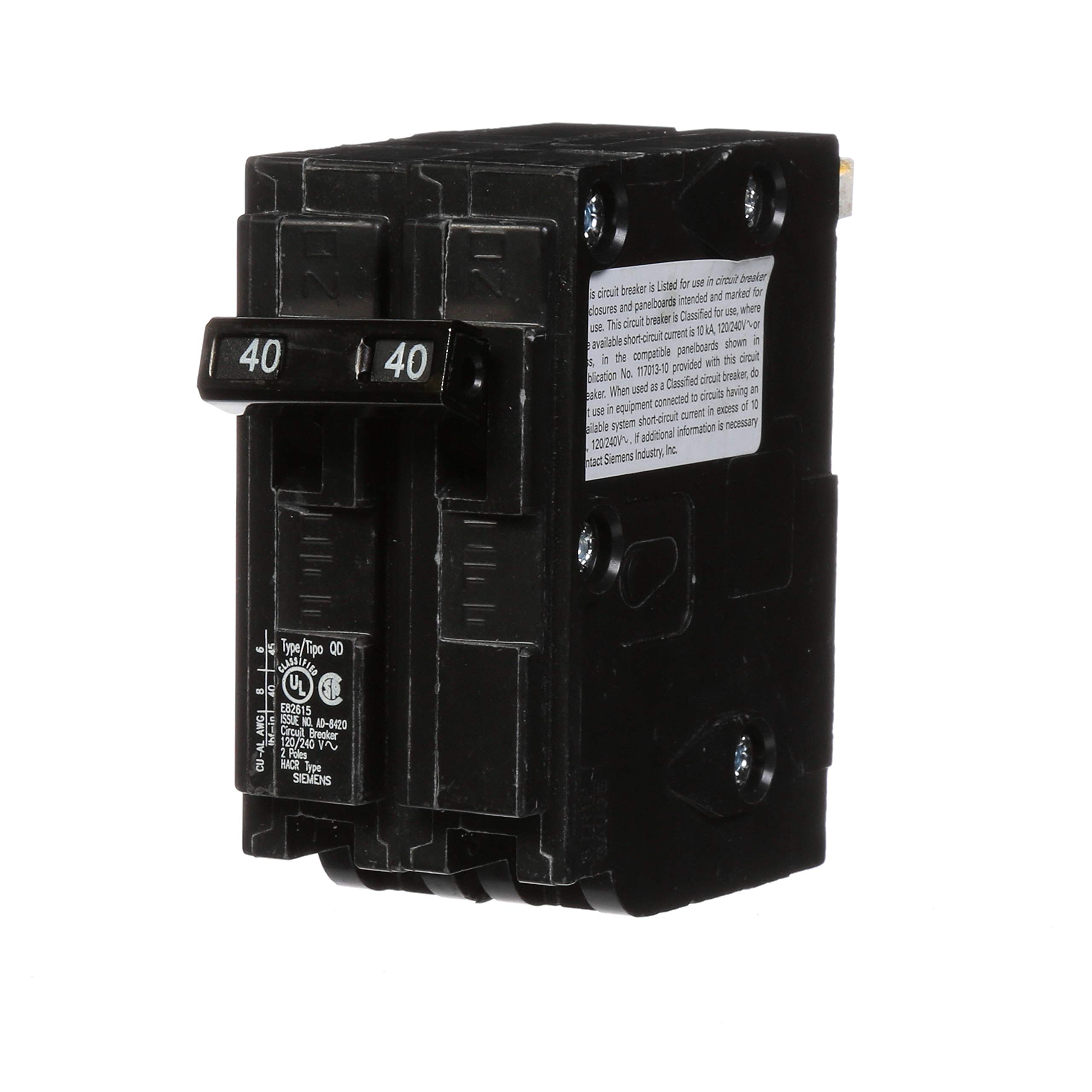 Siemens D240 Circuit Breaker, QO Replacement, 40 Amp, Double Pole