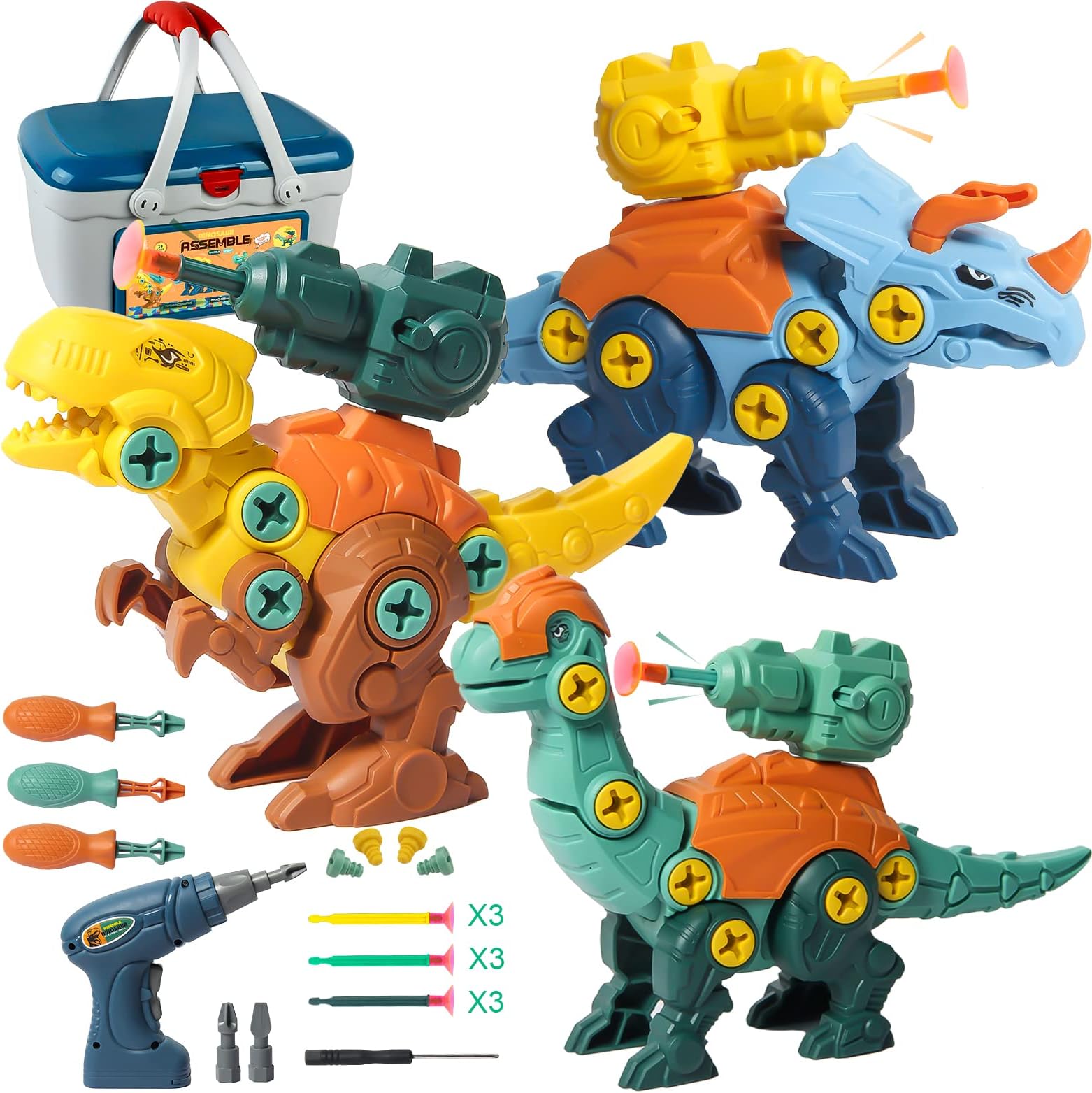 Great for a Gift for Your Fammily or Friends Dinosaur Toys for 3 4 5 6 7 Year Old Boys Girls,Take Apart Dinosaur Toys for Kids 3~12,Construction Building Kids Toys
