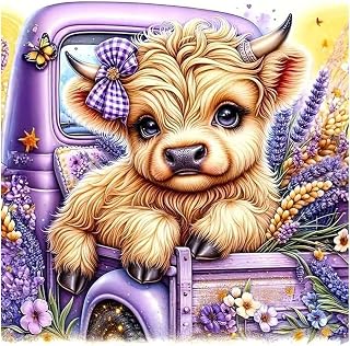 Tiwabb Cattle Diamond Art Kits for Adults,Diamond Painting Kits for Adults,5D Full Drill DIY Diamond Dot Gem Art Kit Wall Home Decor Arts Craft 14x14 inch