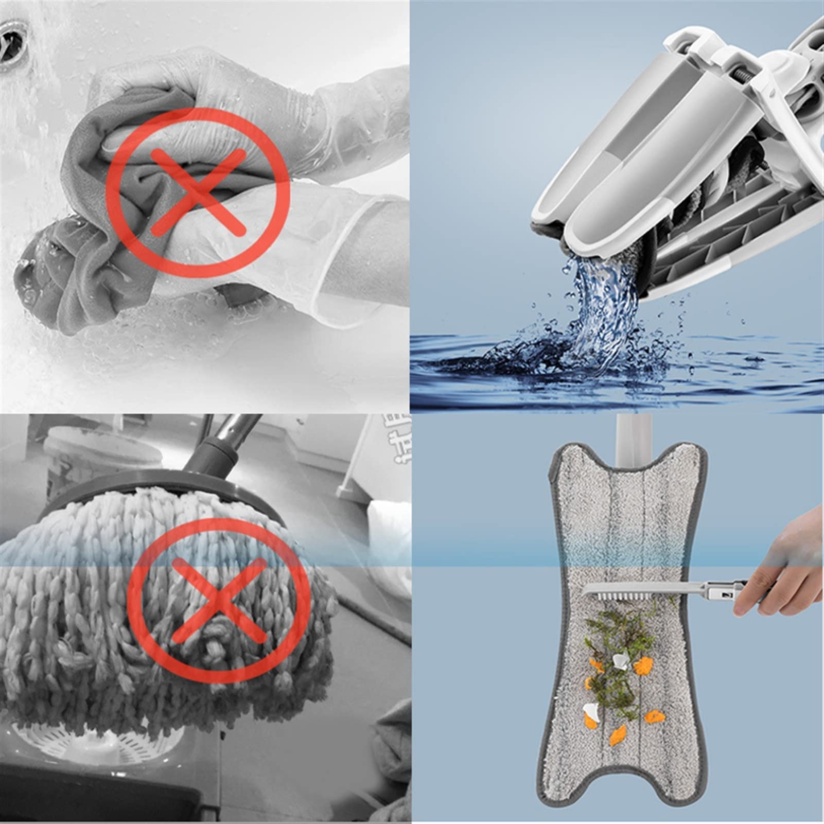 Fregona Fregona de compresión de tipo X con 6pcs almohadillas de microfibra reutilizables de 6pcs 360 grados Piso plano MOP Inicio Reemplace las herramientas de limpieza de hogares sin manos libres Mo