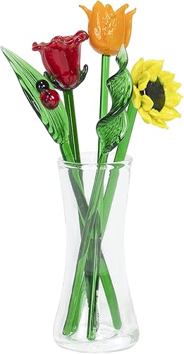 Vista 9 de Red Co. Ramo de flores decorativas de cristal encantador con jarrón, caja de regalo - Gloria de la mañana