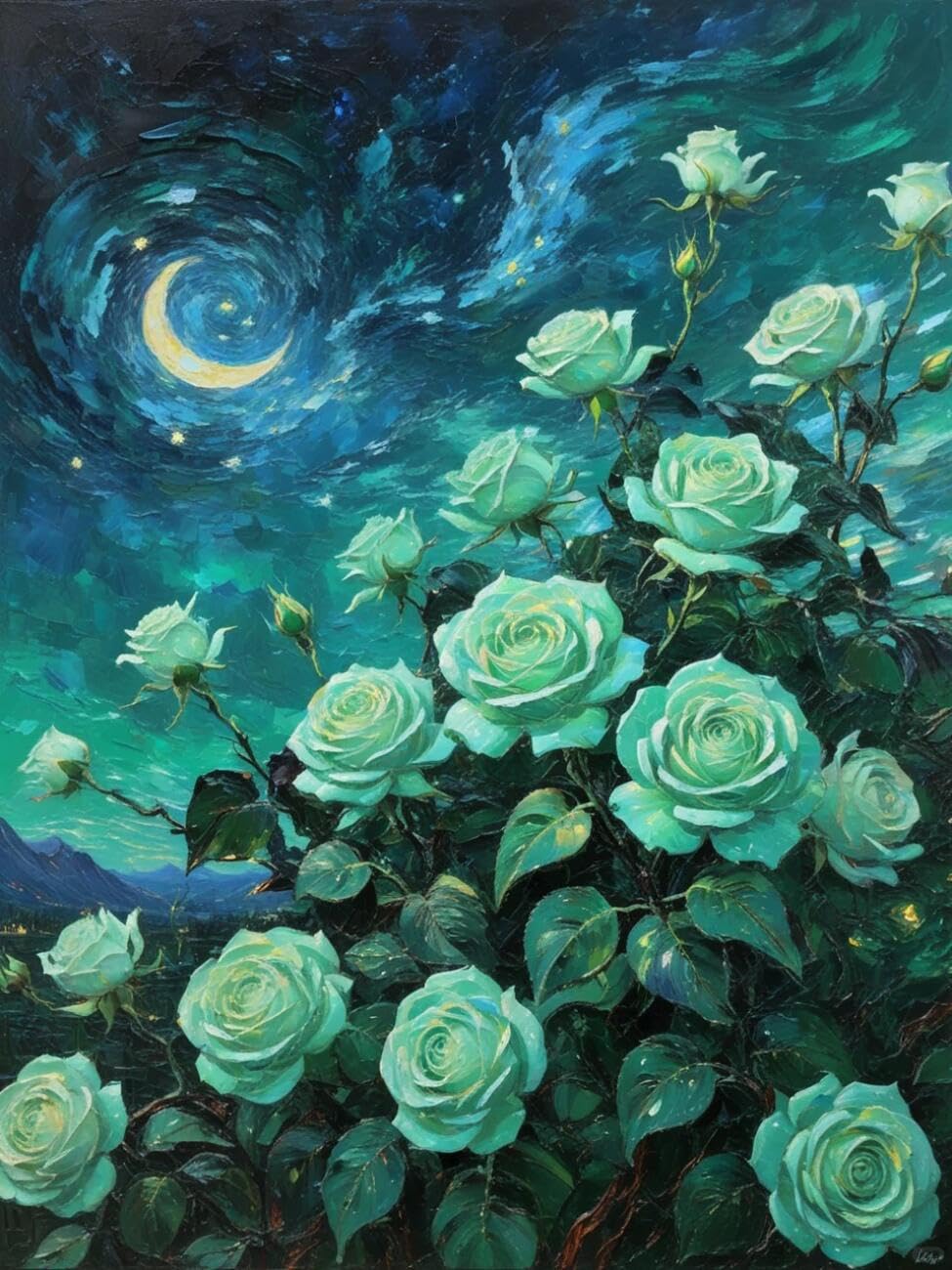 Henypt Cross Stitch Kit Roses and the Starry Sky Flowers DIY Arts Aand Craft Kit for Adults Beginners with Accessories Handmade DIY/Gifts 14CT 60x80cm