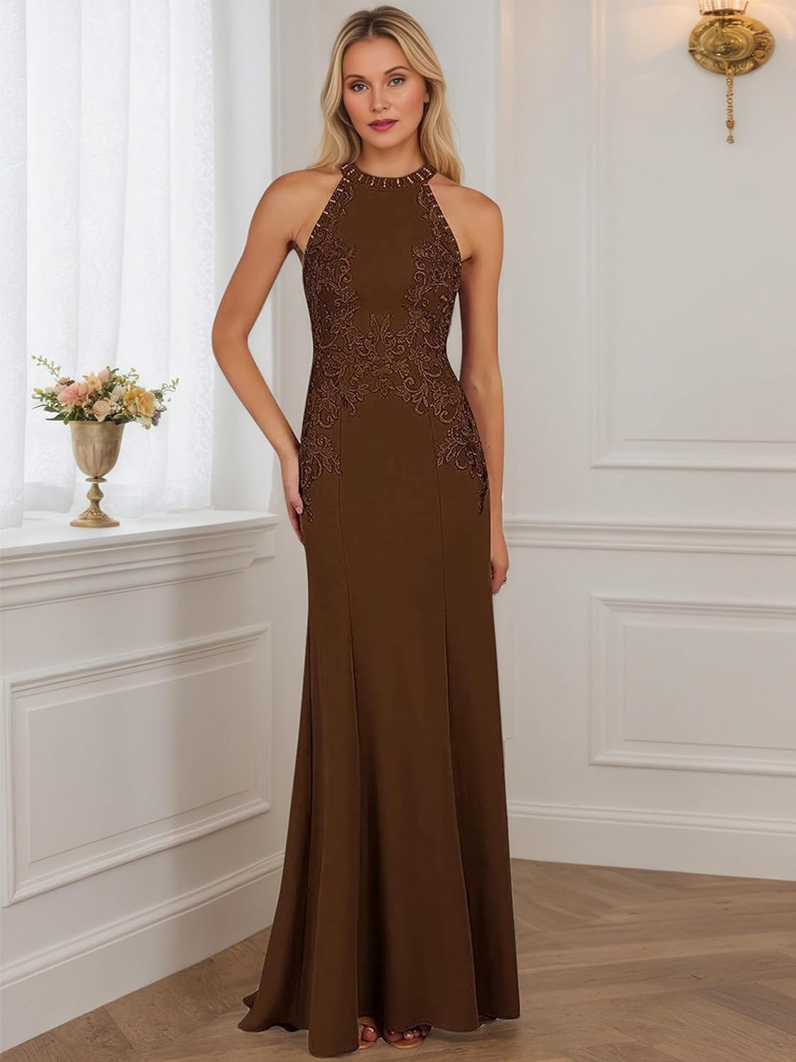 Long Lace Mother of The Bride Dresses for Women Mermaid Halter Formal Dress Evening Wedding Guest Gowns 2026 - Image 5