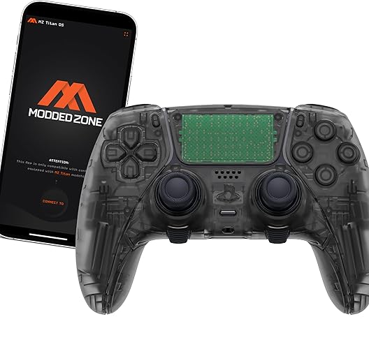 MODDEDZONE Custom Modded EDGE Controller for PS5 & PC With Mobile App Controlled Smart Anti-Recoil and Rapid Fire Mods - Boost Performance and Win with Unique Designed Wireless Controller Clear black