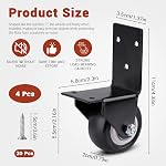 2 in 4 Pieces Side Mount Casters Heavy Duty, Rubber L Shape Plate Wheels for Furniture Set, Black Furniture Locking Casters for Table Cabinet Toolbox Loading Capacity
