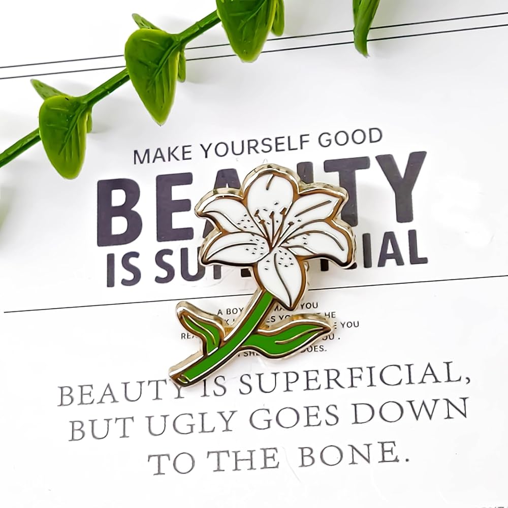 ミュージシャン RILY Heart Pins White Amazon.com: White Lily Flower Pin - Flower Series - Enamel