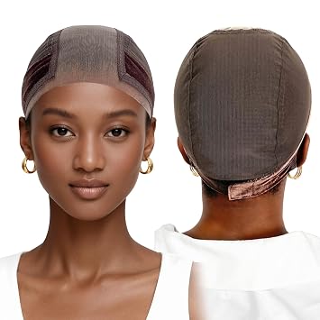 Labhairs Wig Grip Cap for Women, Wide Lace Top & Lace Edge, Brown, M | Wide Lace Coverage, Breathable Mesh Design, Adjustable Grip Band, All-Day Secure Hold, Glueless, Reusable, M Size