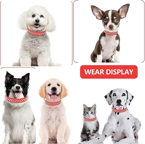 Miniatura 6 de Juego de collar de perro con púas con correa, collar rojo para perros, collar de piel sintética con remache de hongos, collar para perros y gatos,