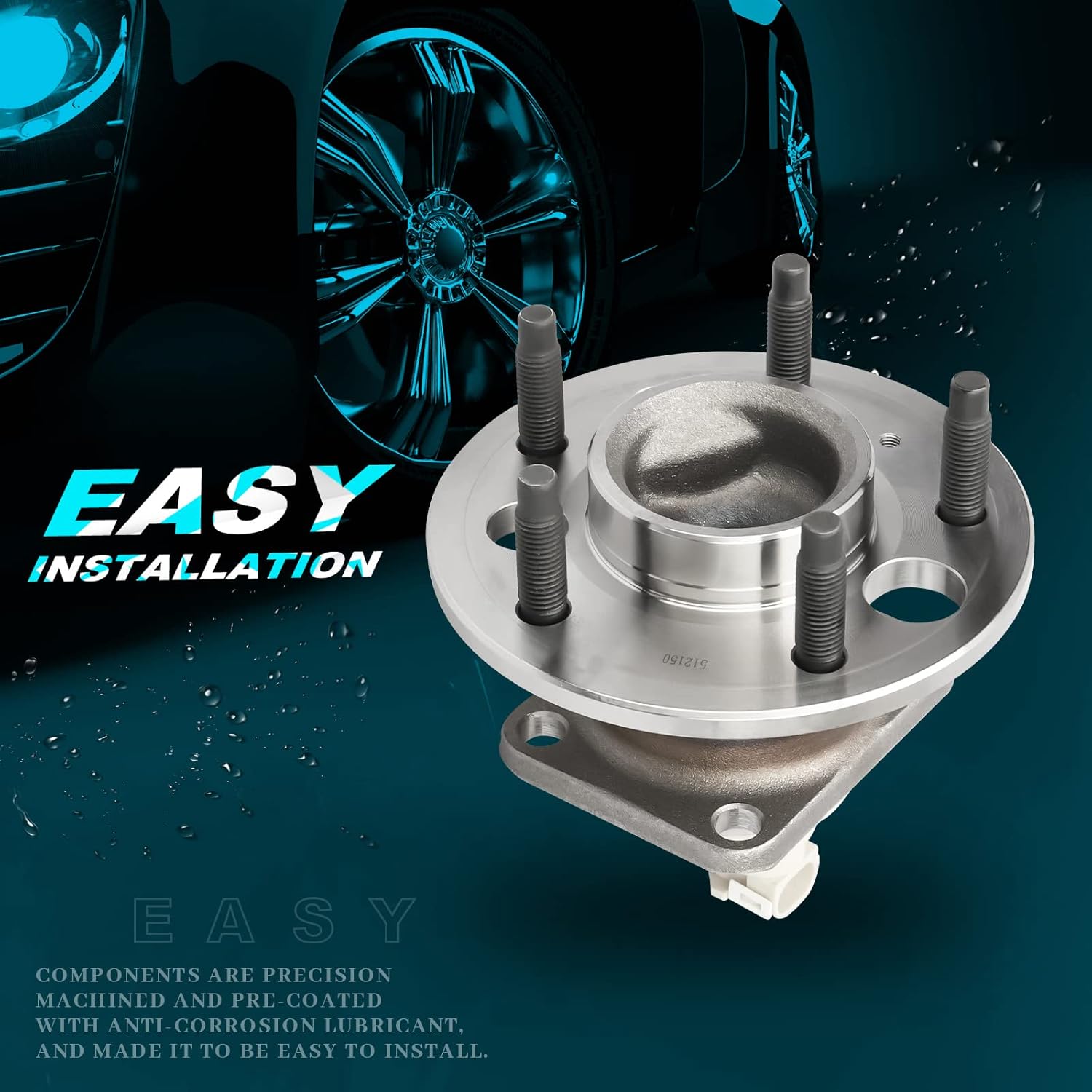 IRONTEK 512150X2 FWD Rear Wheel Hub and Bearing Assembly Compatible for Buick 05-09 Allure/05-09 Lacrosse/for Chevrolet 00-05 Impala(All Models),for Pontiac 01-05 Aztek; 5 Lugs; w/ABS Wheel Bearing