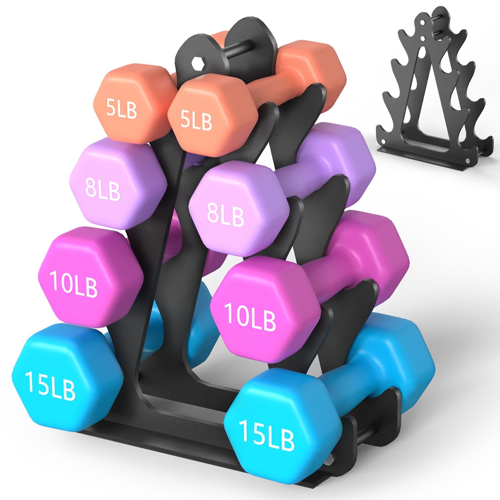 Photo 1 of ***DUMBBELL RACK ONLY*** 4-Tier Dumbbell Rack for 1-15 lb Weights (Dumbbell Rack Stand Only) Holds 5 Pairs Space-Saving Sturdy A-Frame Stand for Home Gym, Weight Rack for Women's Dumbbell Set