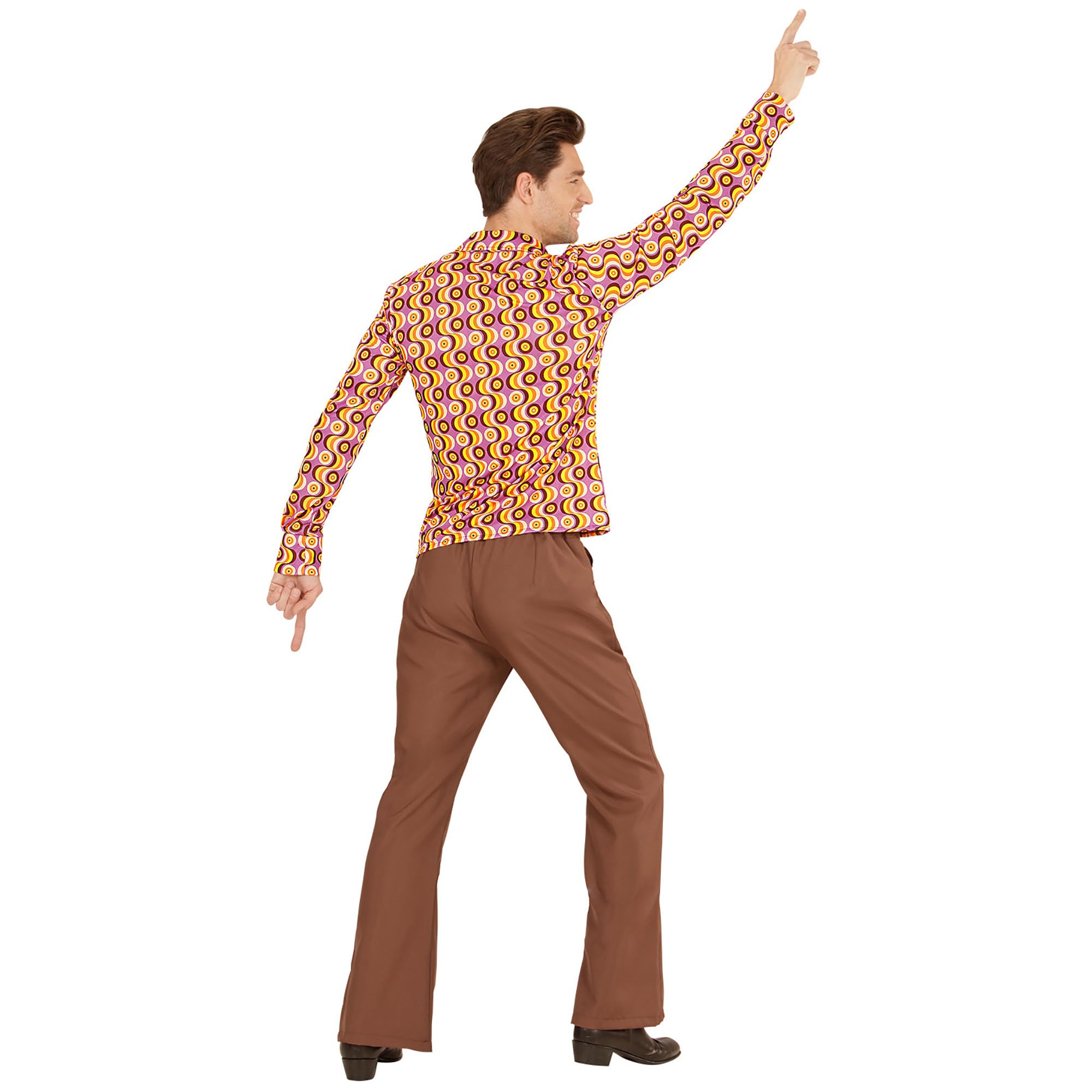 W WIDMANN MILANO Party Fashion - Groovy 70s Style Shirt for Men Disco, Dancers, Show, Carnival, Theme Parties, Size XXXL, Yellow - Image 4