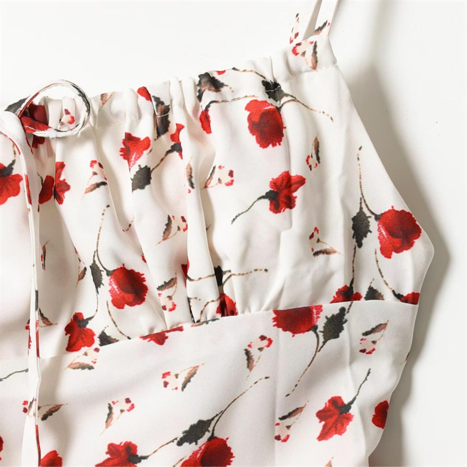 Vestido Largo Verano Mujer Vestido Midi Estampado De Tirantes Finos Y Escote Cuadrado para Mujer, Sin Mangas, Corte Ajustado.