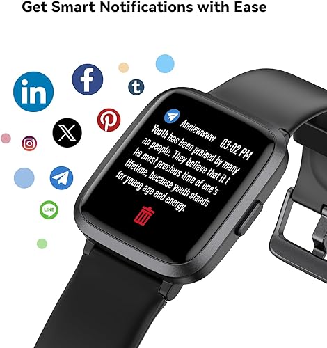 Miniatura 4 de Reloj de seguimiento de actividad física con monitor de frecuencia cardíaca, monitor de actividad de pantalla grande con podómetro, monitor de Negro