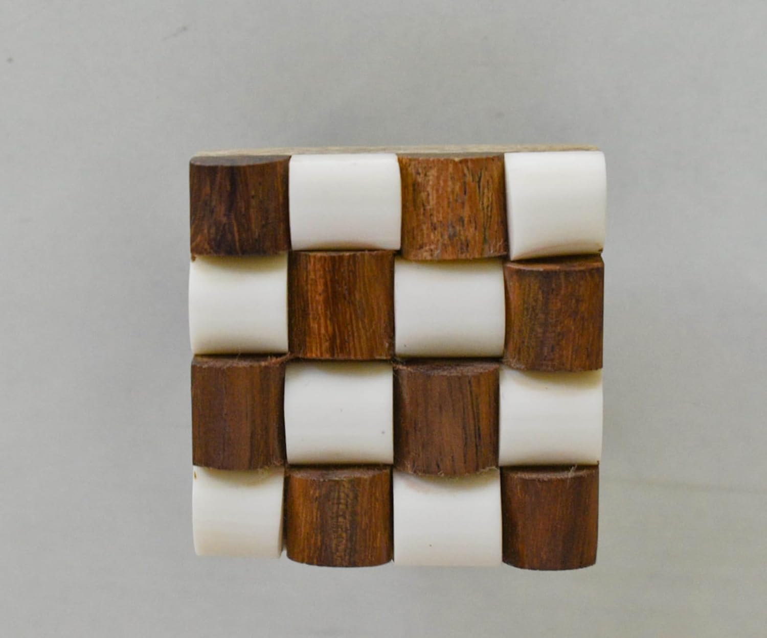 Wood Resin Knobs for Cabinets - Set of 6 Decorative Square Shape Cheque Box Wooden Knobs Handmade Kitchen Cabinet Drawer Knobs | Wardrobe and Dresser Pulls (6.5 x 4 cm)