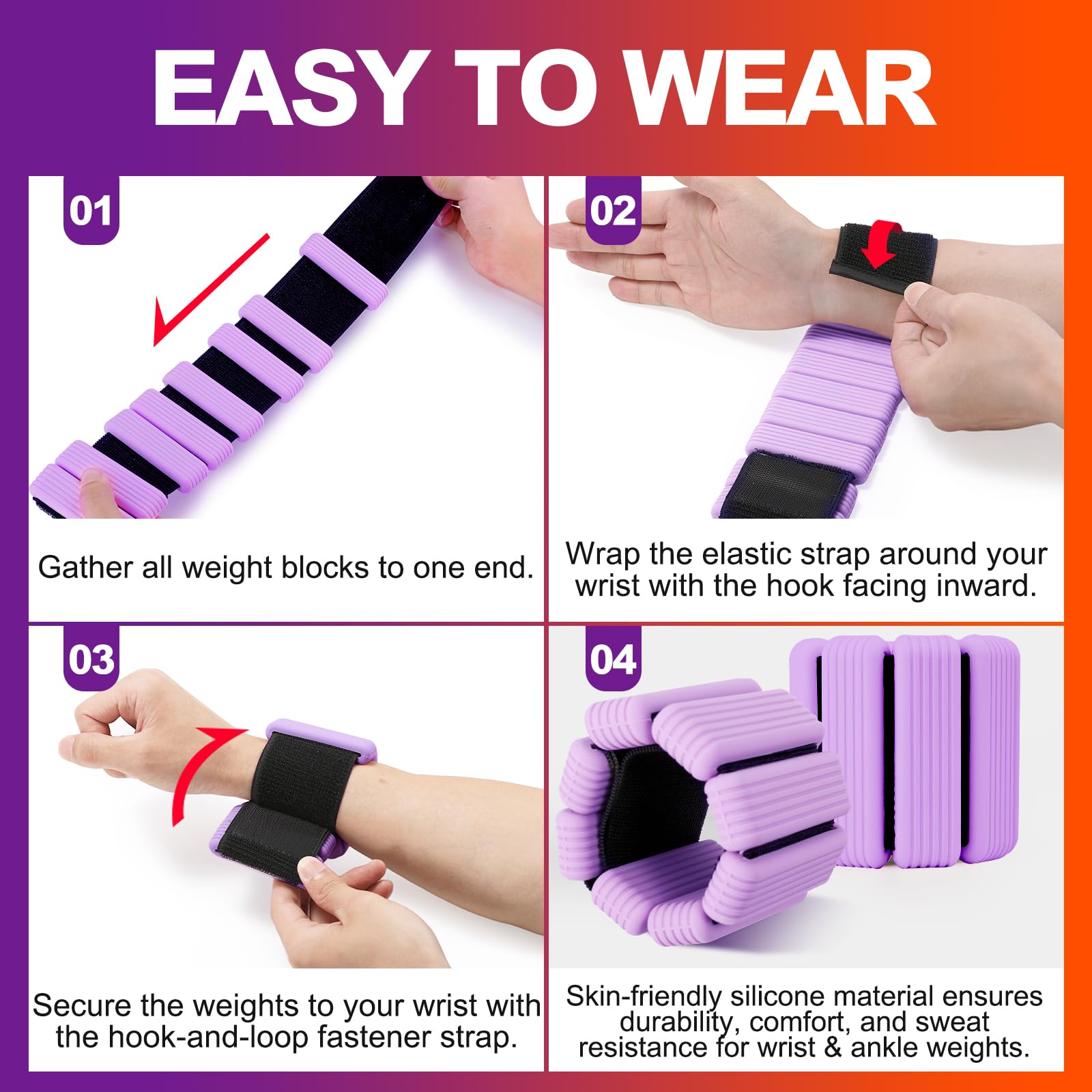 Set Di Pesi Per Caviglie E Polsi Regolabili Amonax - Coppia Da 0,5 Kg/1 Kg | Per Fitness, Yoga, Pilates E Allenamento A Casa - Foto 2