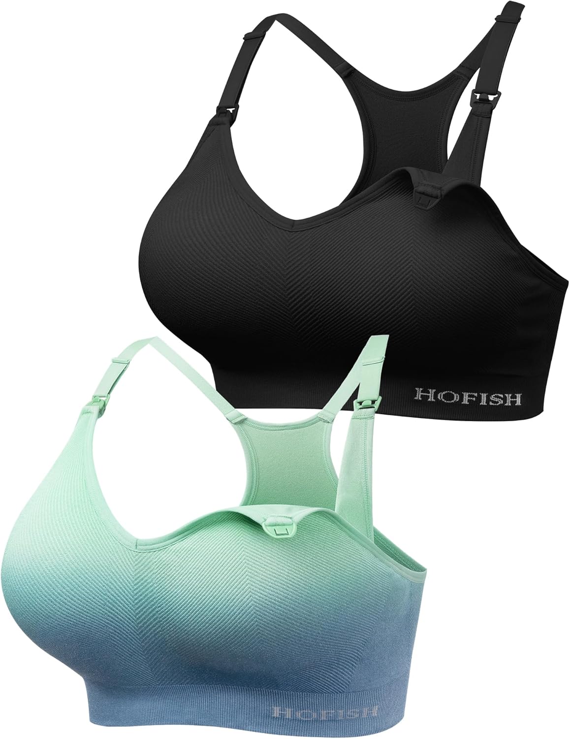 HOFISH Support Nursing Bras for Breastfeeding Medium Impact Maternity & Nursing Sports Bra Seamless Racerback Pregnancy Bra