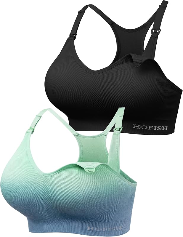 Support Nursing Bras for Breastfeeding Medium Impact Maternity & Nursing Sports Bra Seamless Racerback Pregnancy Bra