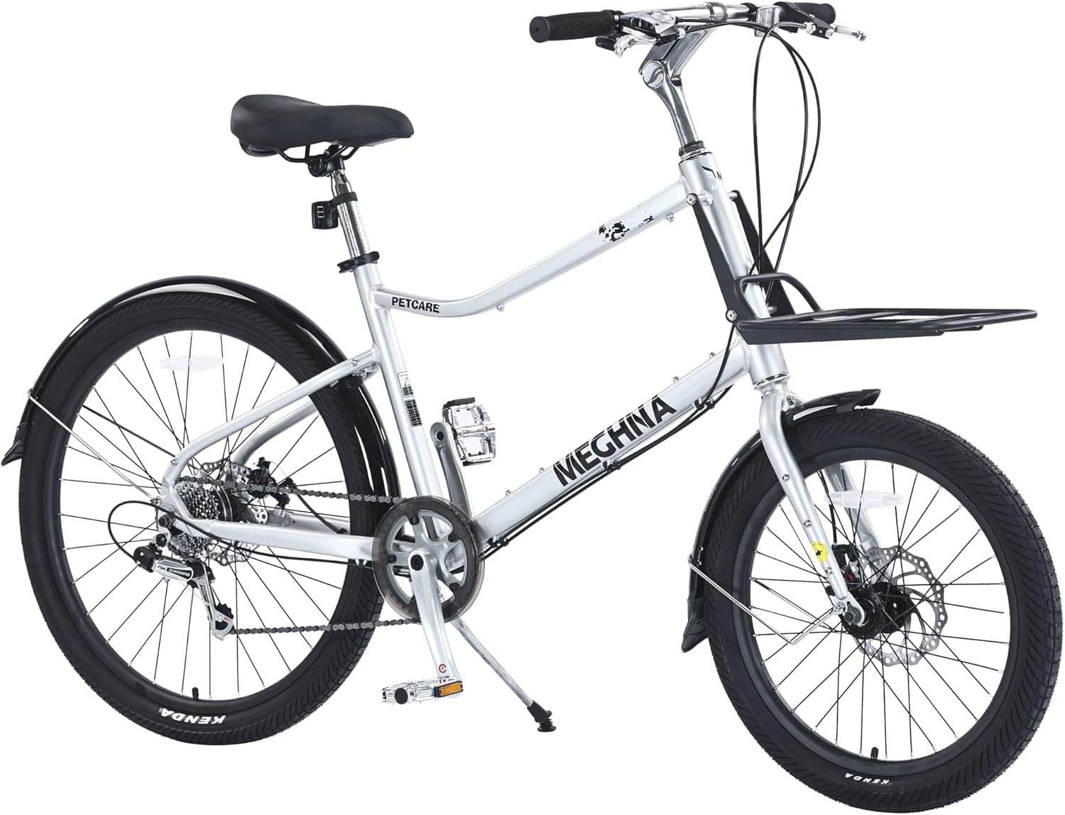 ZeHuoGe 7 Speed Crago Bike with Aluminum Alloy Frame, 26 Inch Comfort Bicycle, Front 20 Inch Rear 26 Inch City Bike, Cargo Bicycle for Women & Men