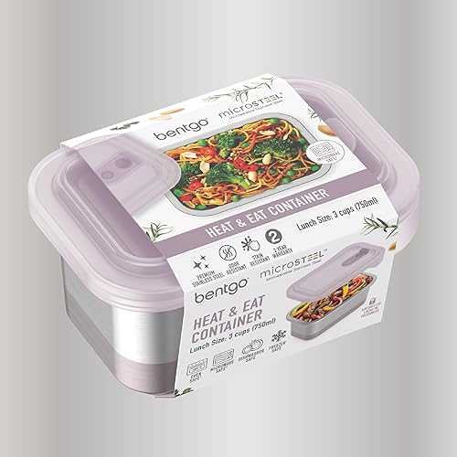 Vista 8 de Bentgo MicroSteel - Recipiente para calentar y comer – Seguro para microondas, a prueba de fugas, fácil de limpiar, ligero, de acero inoxidable