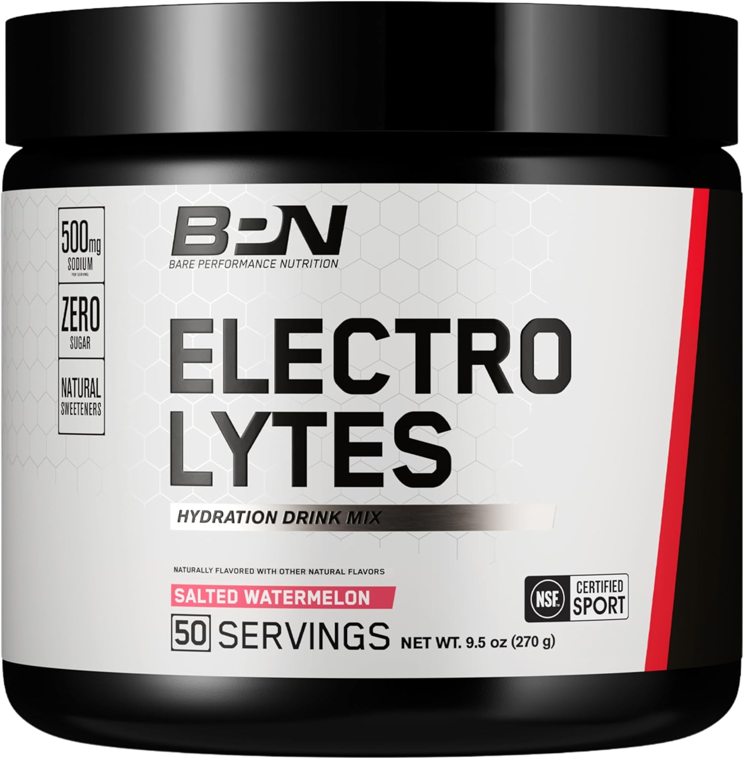 BARE PERFORMANCE NUTRITION BPN Electrolytes Hydration Drink Mix | Sugar Free Electrolyte Powder | 500mg Sodium per Serving | Naturally Sweetened | Lemon Lime, 50 Servings