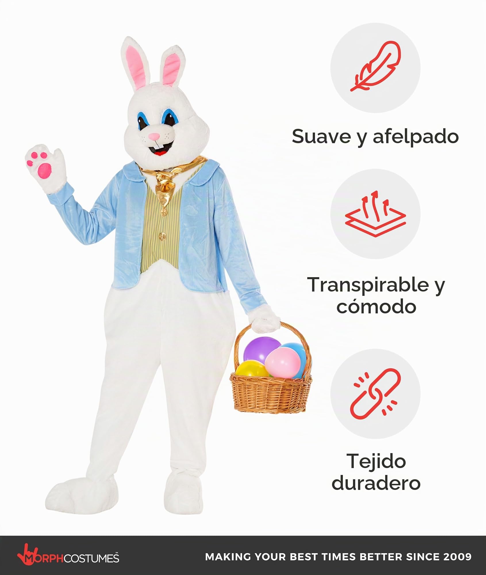 Morph Disfraz Conejo Adulto, Traje Conejo De Pascua, Disfraces Conejos, Easter Bunny Costume, Disfraz Carnaval Adulto Hombre Mujer
