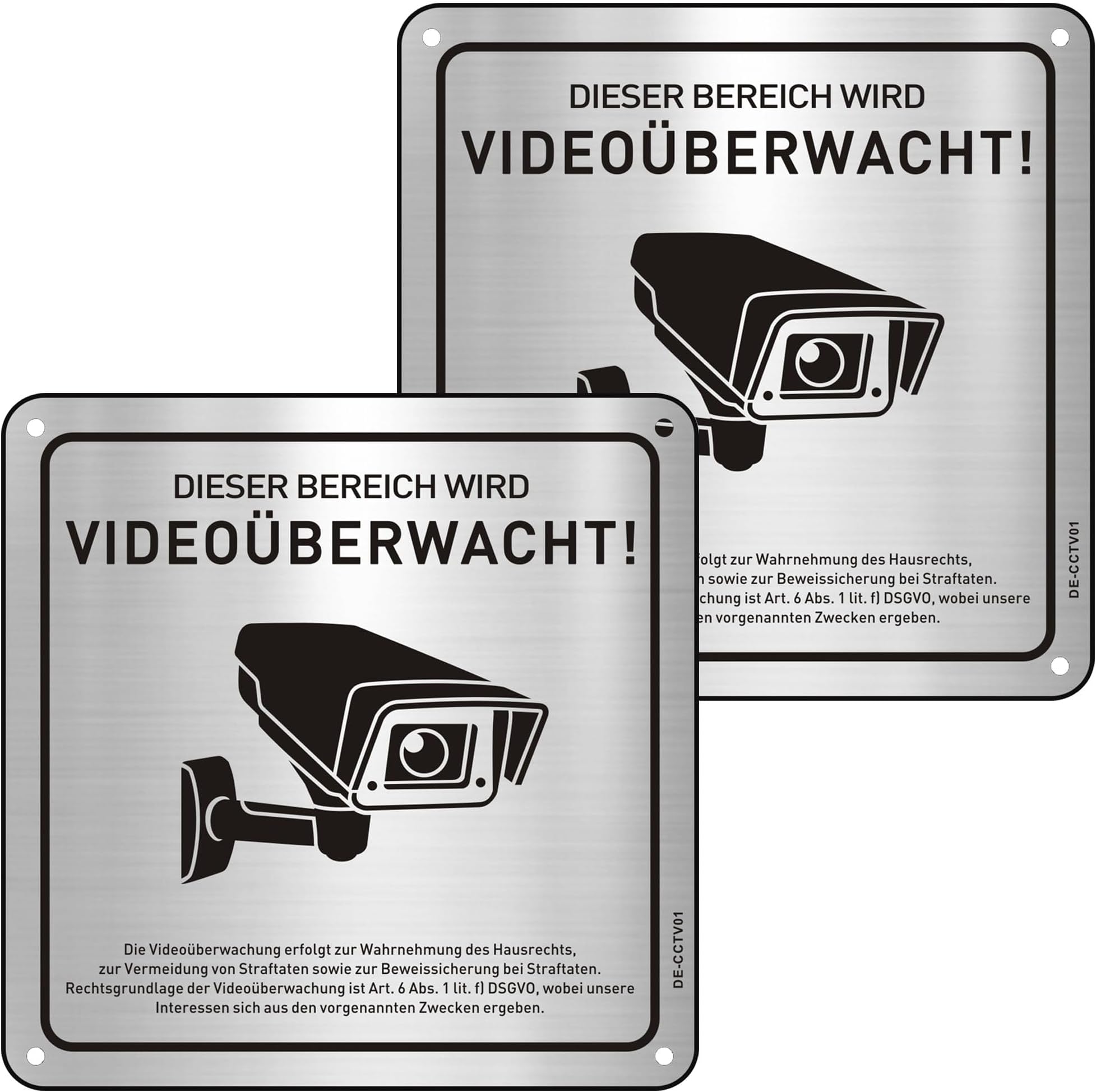 Cartello Videoüberwachung Alluminio 25x9cm - Autoadesivo, Impermeabile, Per Proprietà Privata - Foto 10