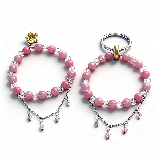 14. PT672 Pink Pet Charm with Delicate Peach Blossom Patterns & Bow for Spring-Themed Pet Outfits