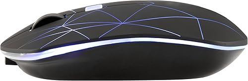 Miniatura 4 de Ratón inalámbrico recargable, retroiluminado iluminado alimentado por batería de polímero de litio, sensor óptico, receptor Nano USB, velocidad DPI