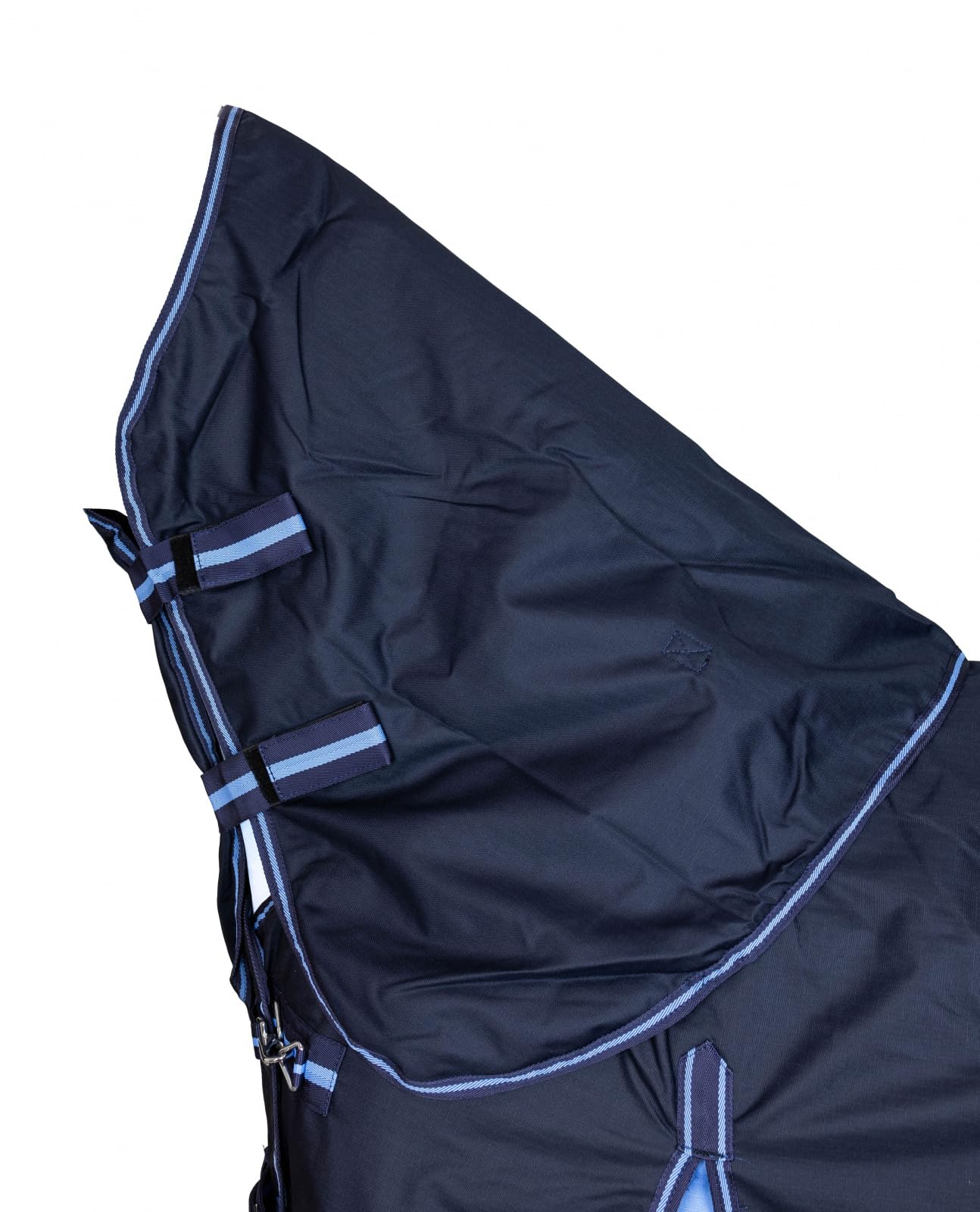 RL24 - Weidedecke Full Neck Basicline 600D Nylonfutter m. Füllung – Pferde Winterdecke – wasserdichte Outdoordecke m. Kreuzbegurtung – Pferdedecke in Blau/Babyblau – Größe 135cm (100g/m²)