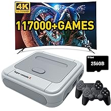Kinhank Super Console X Consola de Videojuego Retro con Más de 117.000 Juegos Integrados, Consola Emuladora Compatible con la Mayoría de Emuladores, Consola de Videojuegos para Salida 4K HD, 5 Jugadores, LAN/WiFi, 2 Gamepads (SX-256GB)