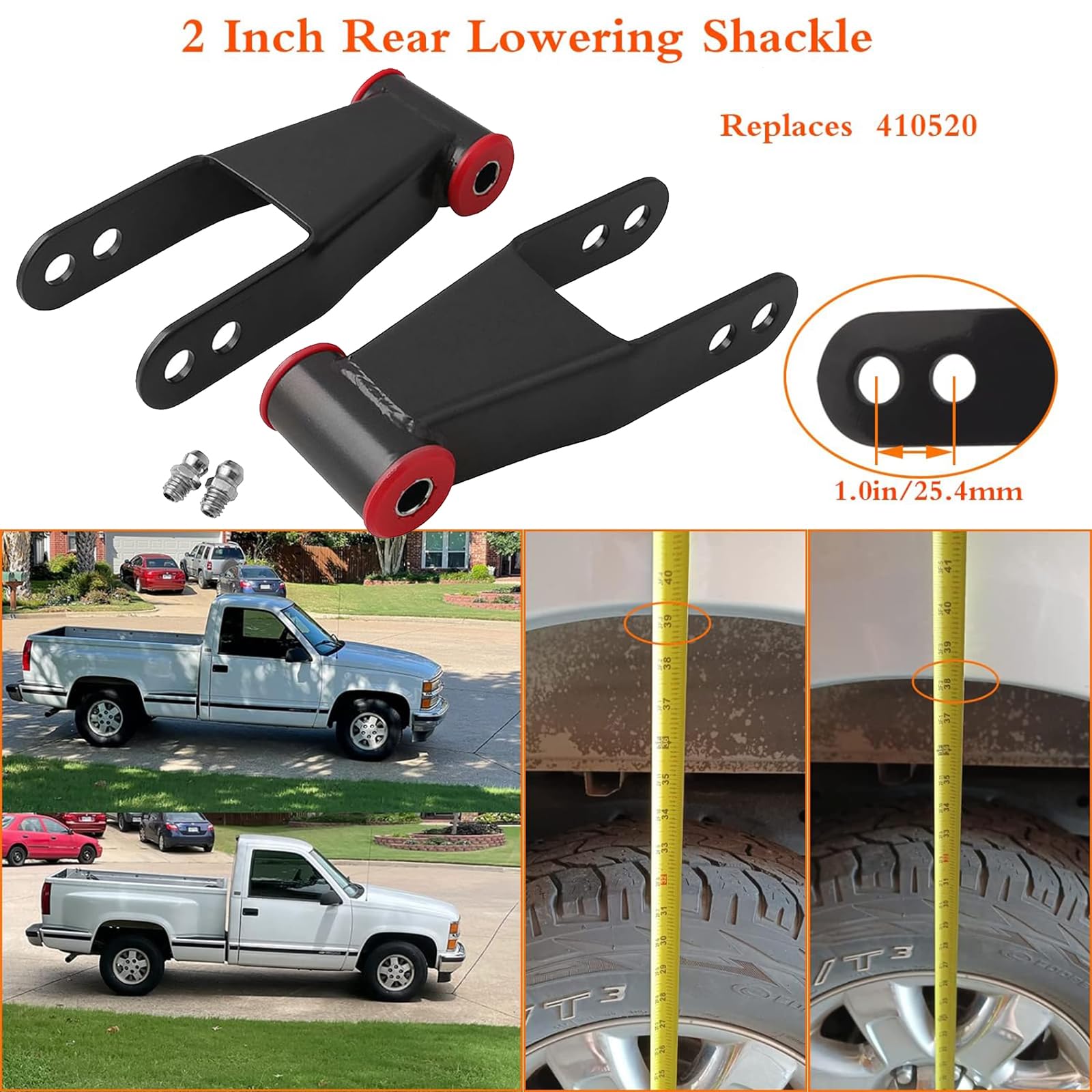 3 Rear Drop Shackles 410730 Fit For 2006 Silverado Sierra 1500