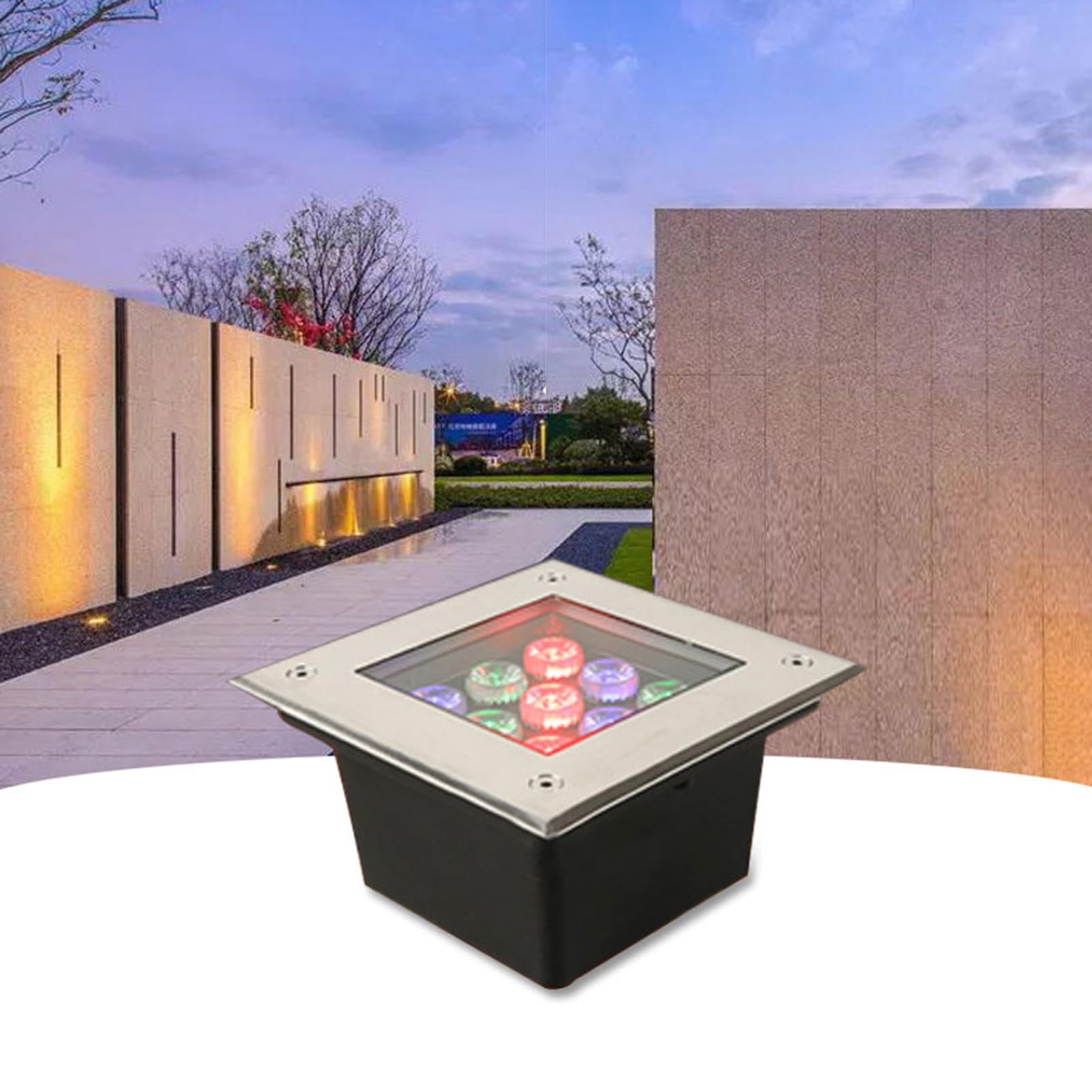 RGB Faretti Da Pavimento Piazza Luce Sotterranea A LED IP66 Impermeabile Faretto Incasso a Terra per Esterno Giardino Vialetto Ponte Passo Illuminazione Del Paesaggio (Color : RGB, Size : 12W