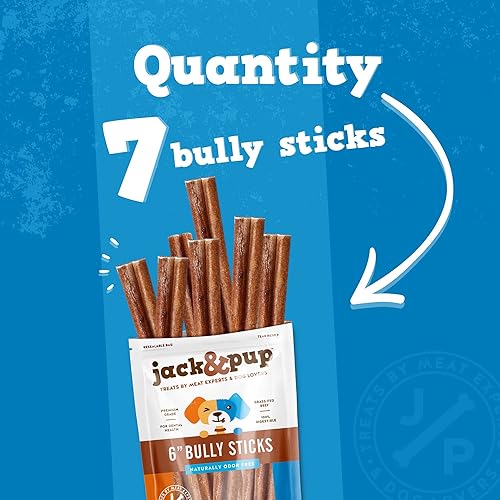 Miniatura 9 de Jack & Pup Bully Sticks de 12 pulgadas, palitos para perros grandes, masticadores agresivos  Palitos naturales sin olor grandes para perros medianos