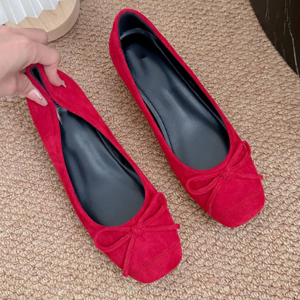 Ballerine da Donna comode, Mocassini da Donna, Scarpe Basse in Effetto Velluto con Fiocco, Slip on, Sandali Estivi per Lavoro, Uso Quotidiano e Occasioni Festive