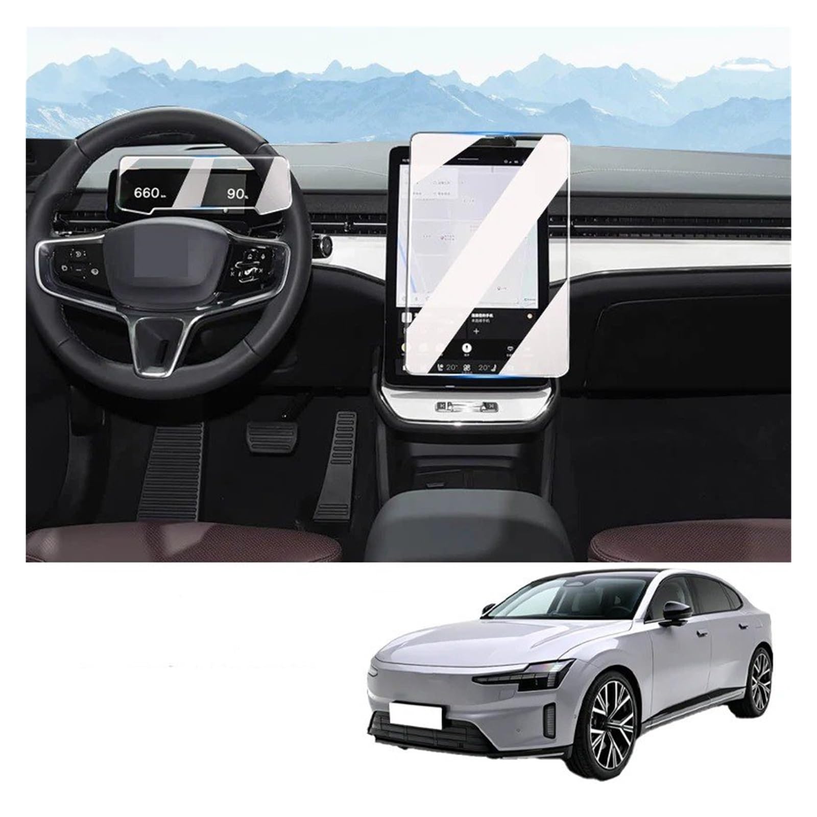 Navigation Schutzfolie Für Volvo Für ES90 2025-2026 Auto Innen Screen Protector Film Konsole GPS Navigation LCD Bildschirm Gehärtetem Glas(Style B)